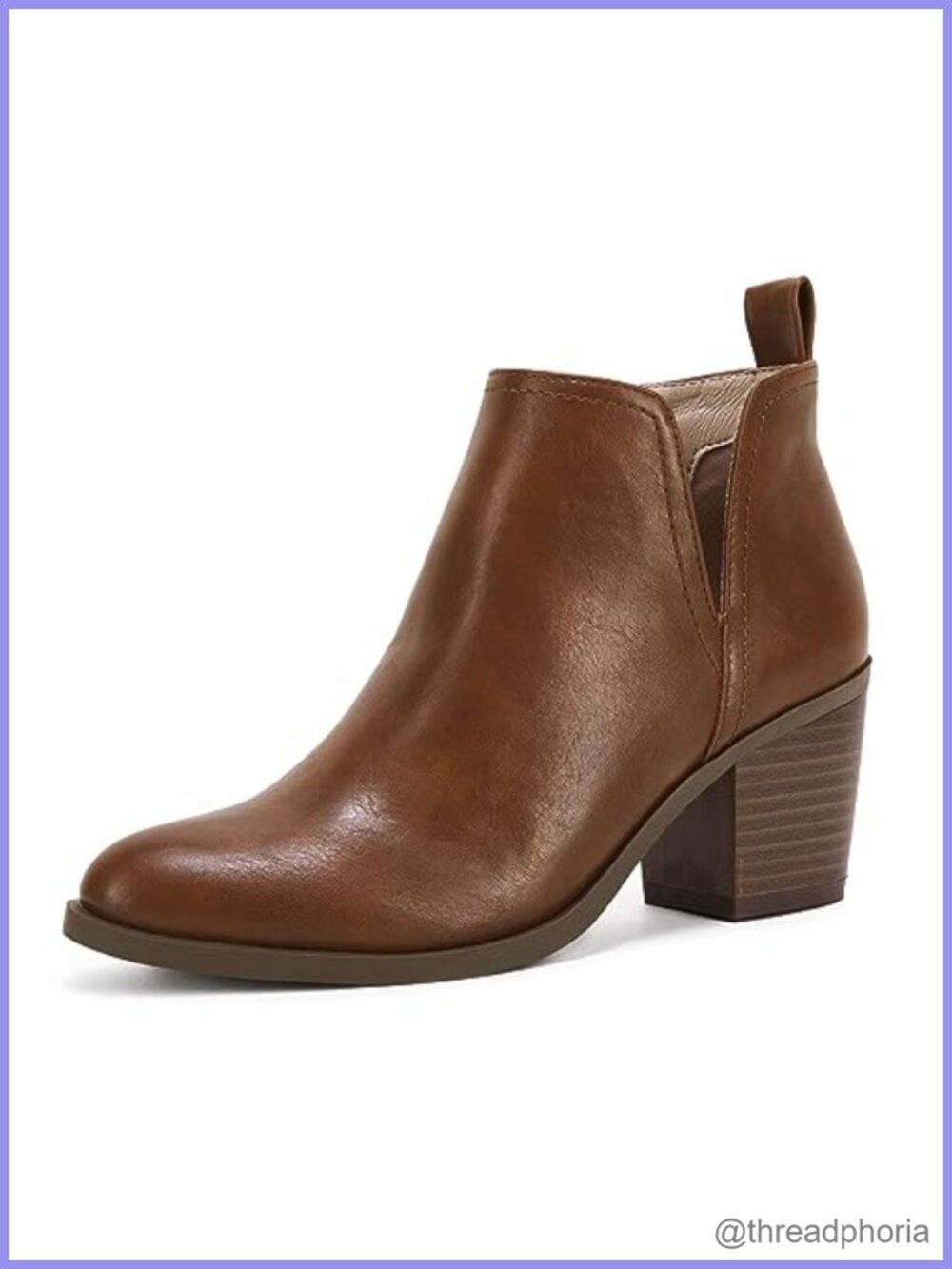 Cut Out Ankle Boots Chunky Stacked Heel Almond Toe Slip On Western Booties